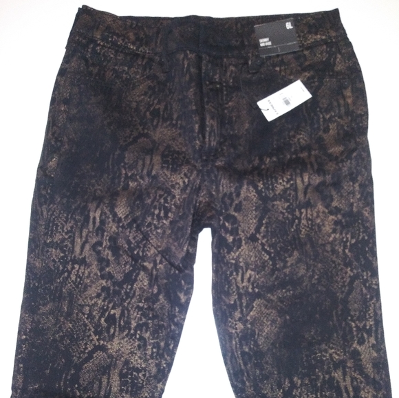 NWT Women's Express Skinny Mid Rise Jeans Size 6L Black With Metallic Pattern - Picture 4 of 11